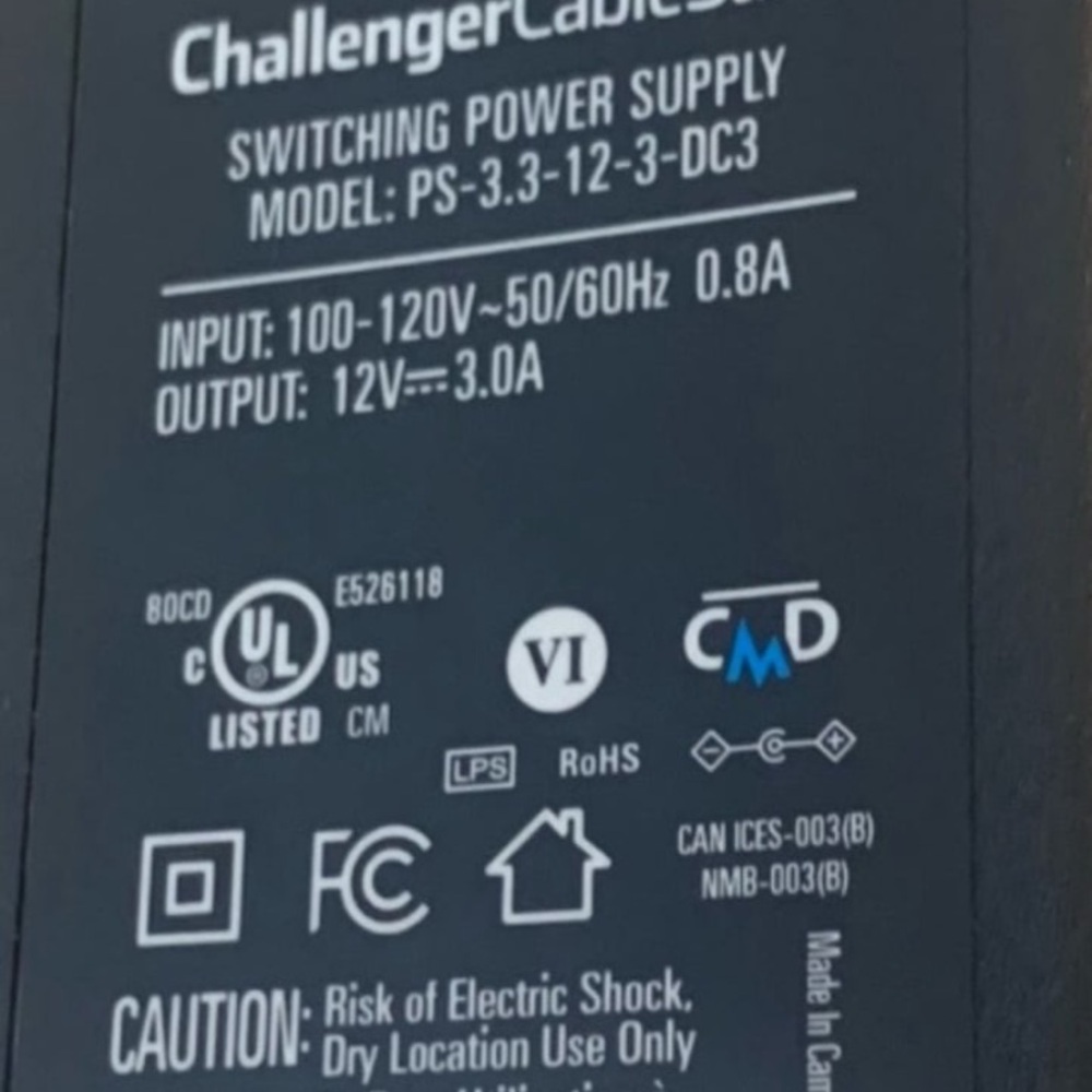 New! Challenger Cable PS-3, 3-12-3- DC3 Reliable 36 W Power Adapter
